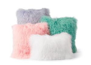 China 16&quot; x 16&quot; Tibetan Lamb Fur Pillow Single Sided Fur Home Sofa throw Many Colors factory