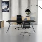 Black Luxury Executive Office Desks OEM Wooden Thickness 25mm