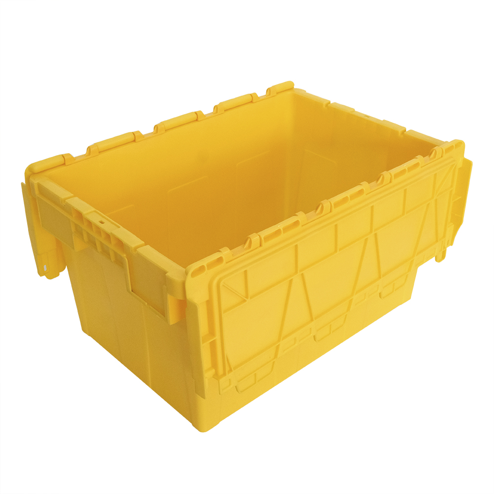 Customized Color Industrial Moving Box with Hinged Lid Plastic Nestable Container
