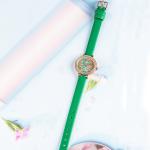 Green 3ATM Ladies Wrist Watch Leather Strap