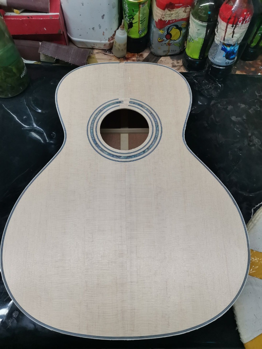 Custom Solid KOA Wood Top OM Body Shape Life Tree Inlay Acoustic Guitar Wood Pickguard