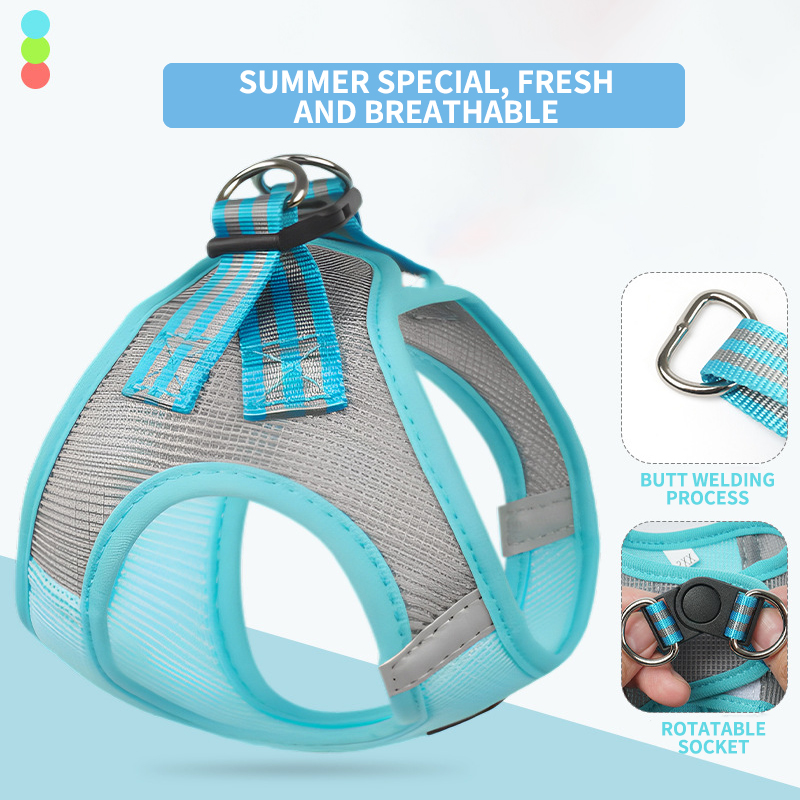 Personalized Private Label Adjustable Custom Designer Breathable Mesh Cloth Pet Dog Harness Leash Logo Customized
