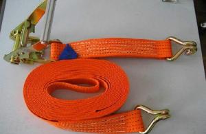 China 100 Polyester Customized Lifting Belt , Ratchet Lashing Straps For Fixing The Cargo factory