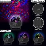 360 Degree Rotatable Starry Night Light Projector 9 Colors Adjustable For Kids