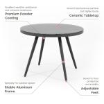 Courtyard Outdoor Dining Set with Round Tempered Glass Table and Rope Weave