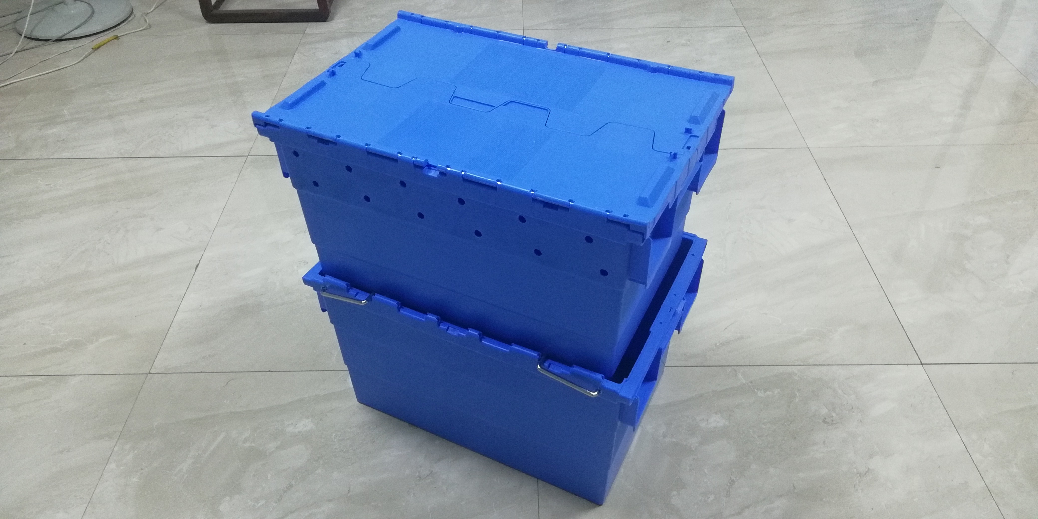 100% Virgin PP Stackable Nesting Trays With Steel Bars Storage Transportation
