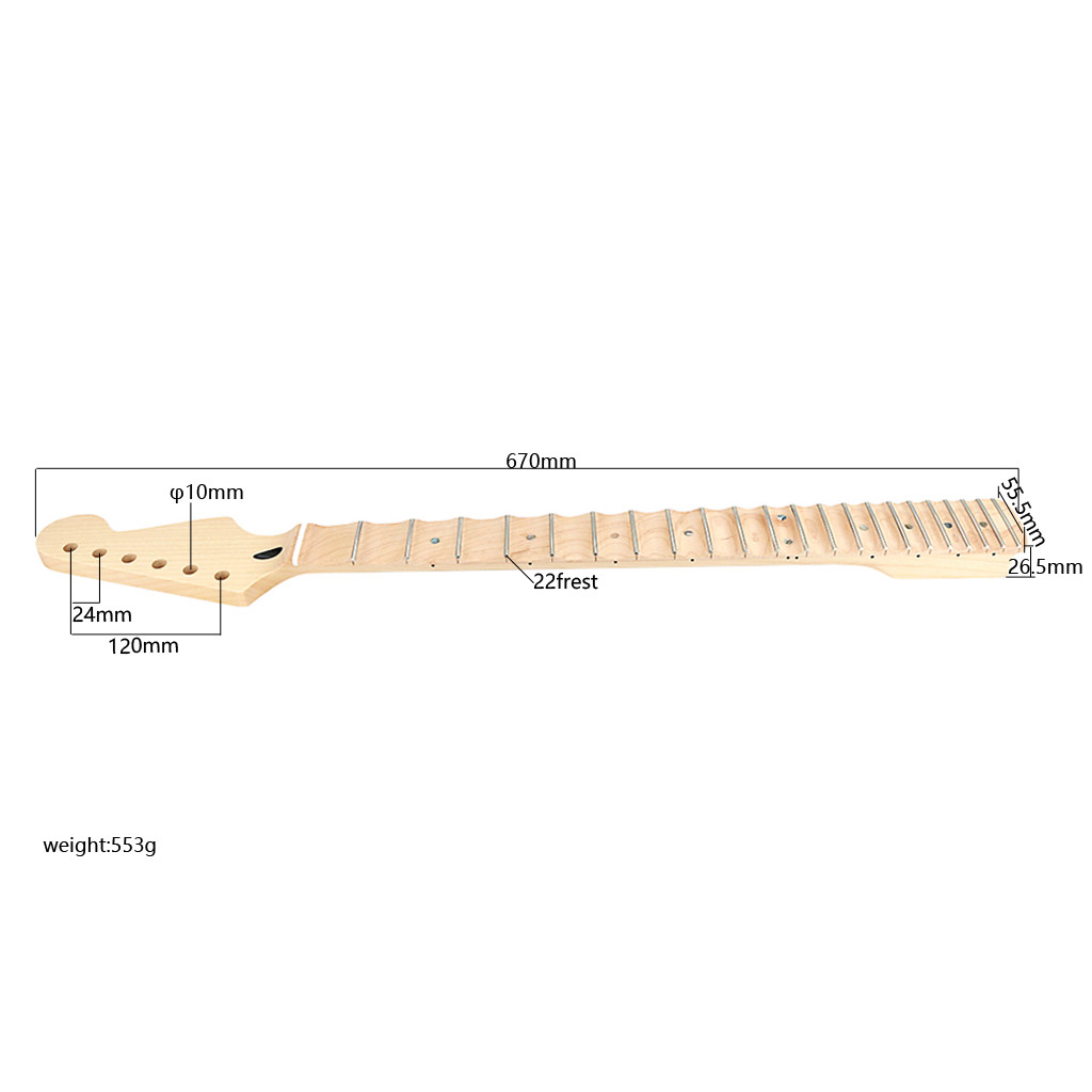Scalloped Fretboard 22 Fret Guitar Neck With Abalone Dots And Neck Inlay