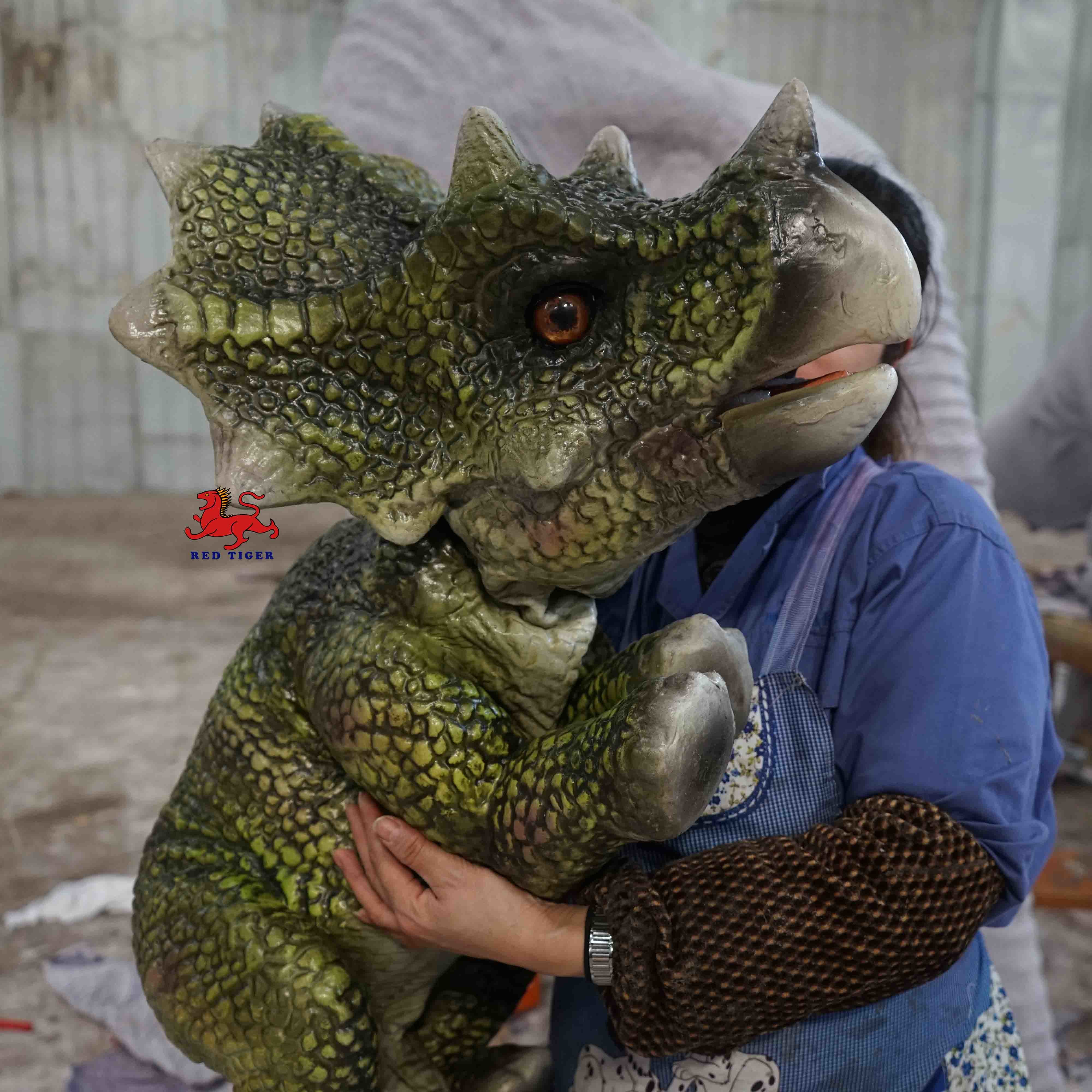 Lightweight Soft Realistic Hand Puppet , Triceratops Hand Puppet