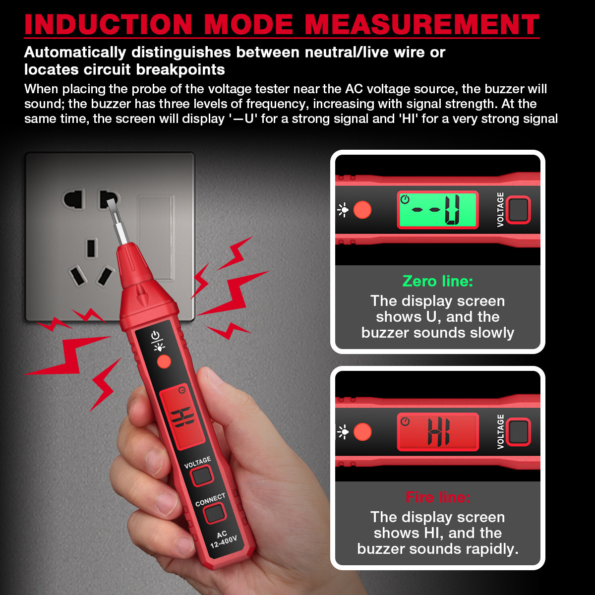HT91A Non Contact AC Voltage Tester Digital Voltage Detector Electric Test Pen Voltage Tester Pen