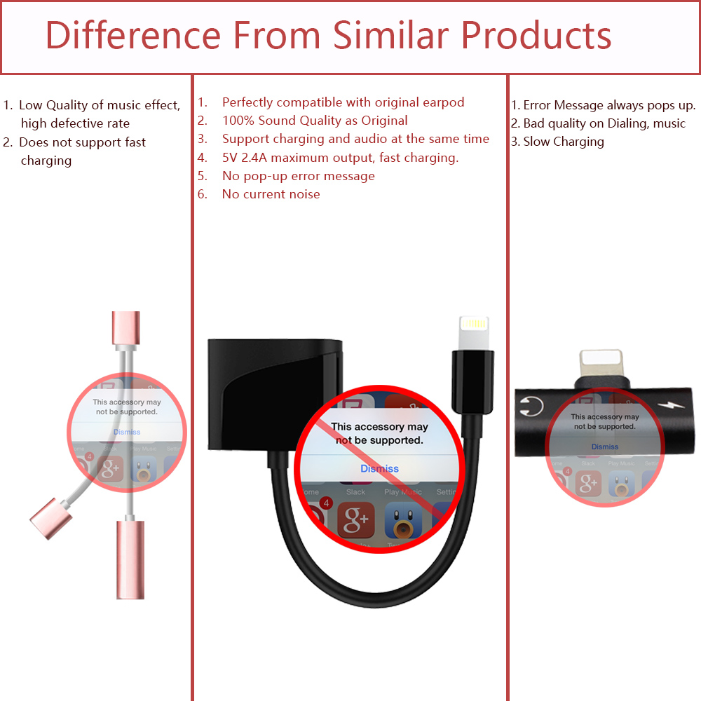 8 Pin Devices Iphone 7 Headphone Jack Adapter Charger , Apple Lightning Jack Adapter