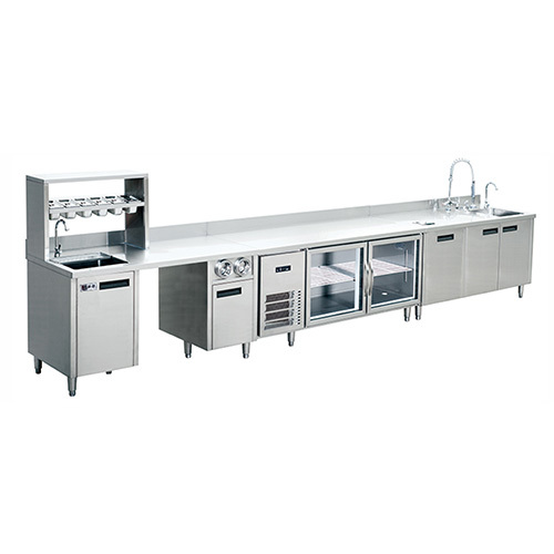 China Multifunctional Bar Counter Cocktail Station Stainless Steel Counter Freezer Commercial factory
