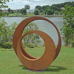 China Custom Rusty Outdoor Garden Metal Art Corten Steel Ring Sculpture factory