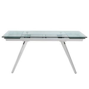 China Modern dining room Rectangular Shape Glass Top SS Dining Tables factory