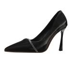6999-5 European And American Sexy Pointed Toe Cross Rhinestone High Heels