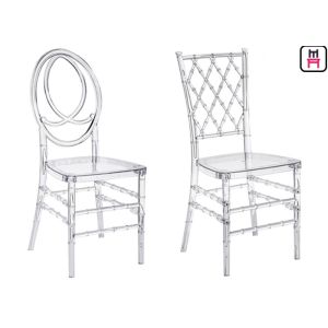 Resin Chiavari Plastic Restaurant Chairs PC Transparent Armless For Bar / Cafe
