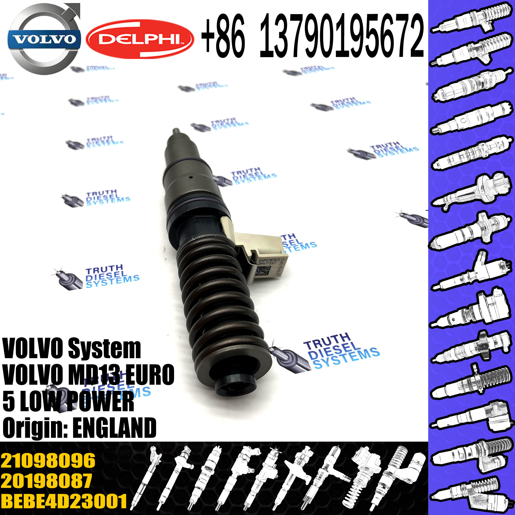 Diesel Fuel Injector 21098096 7421340616 21340616 85003268 BEBE4D25001 For VOL MD13 EURO 5 LOW POWER