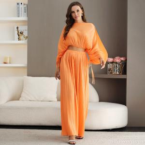 China Solid Color Women Evening Gowns Long Sleeve Ruffle Loose Personalised factory