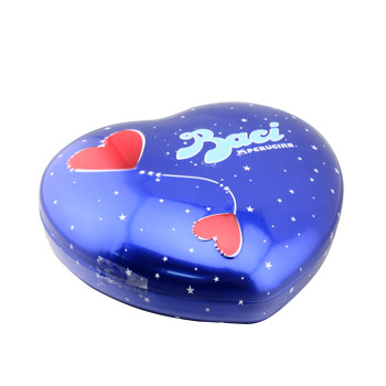 Baci Chocolate Tin Box Heart Shaped Metal Can With Base Blue Color