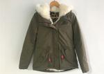 Parka Olive Green Hoodie Jacket Detachable Fur Lining Warm Womens Coats