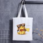 Custom Print Canvas Shoulder Tote Bag Cartoon Letter Print Shopping Cotton