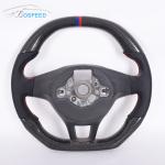 Perforated Leather Volkswagen Carbon Fiber Steering Wheel 350mm Plain Weave 2022