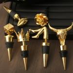 Custom Logo Red Wine Bottle Stopper With Zinc Alloy Stainless Steel Material