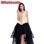 Flower Printed Vintage Bustier And Corset Yellow Vest For Women