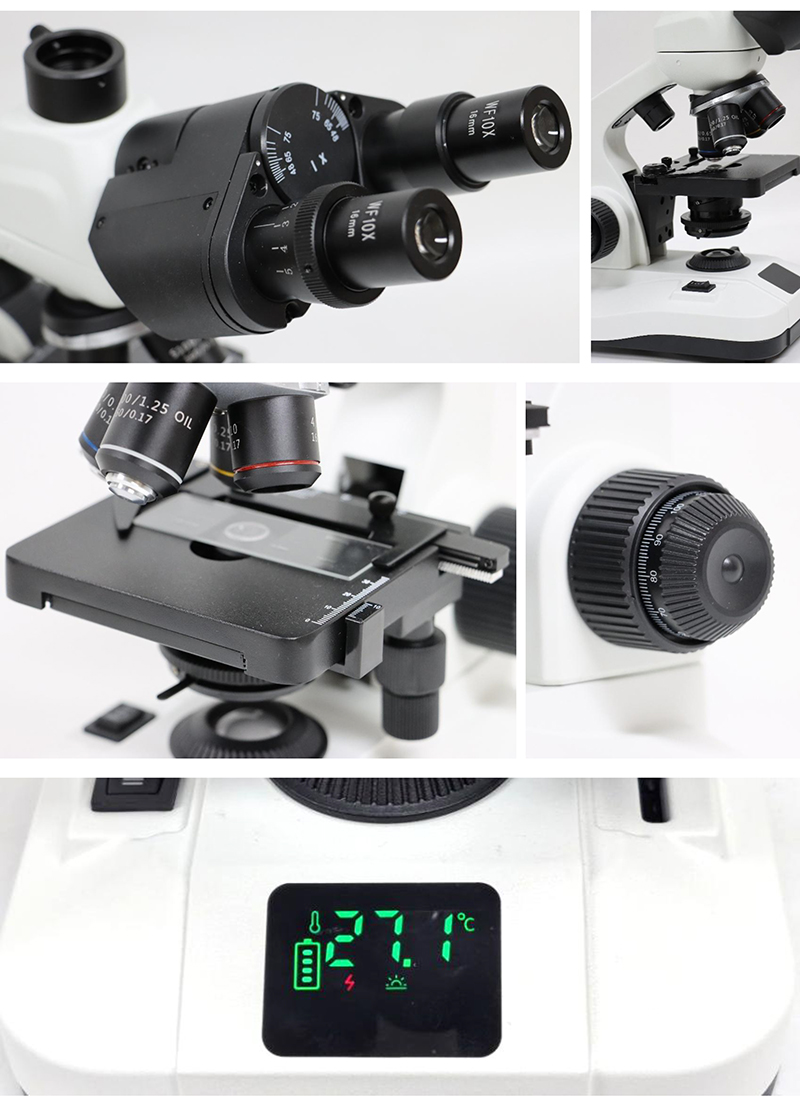 OPTO-EDU A11.5110 Student Microscope with Dual LED Light Source Digital Screen and Full Metal Body for Educational Use