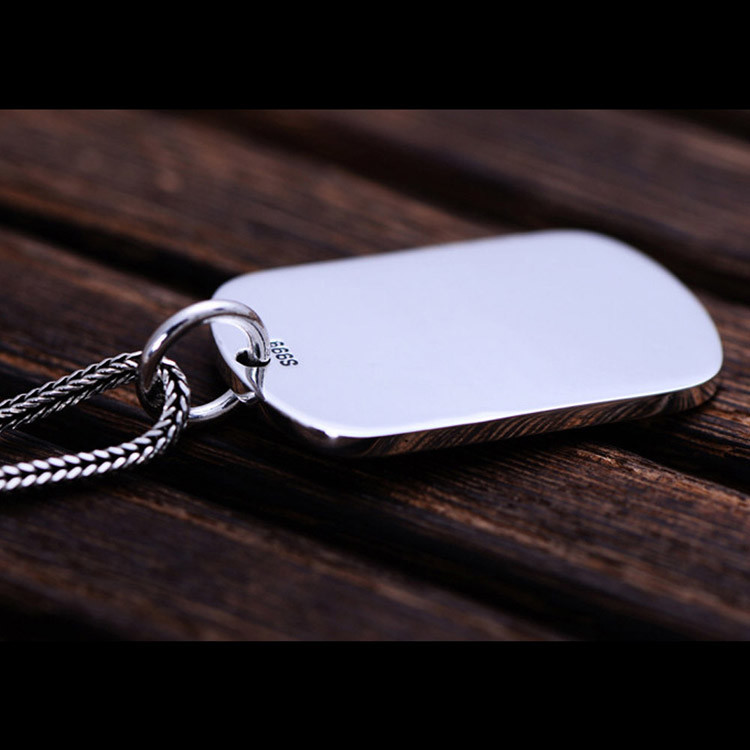 Sterling Silver Dog Tag Necklace Wheat Chain for Women and Men (N052777)