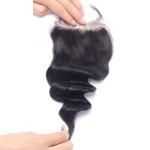 Natural 4x4 Lace Closure Hair Extensions No Animal Loose Wave Closure