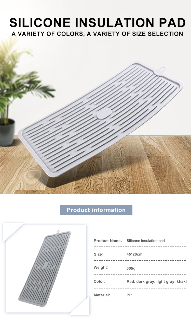 Customized Food Safe Square Silicone Dish Drying Mat
