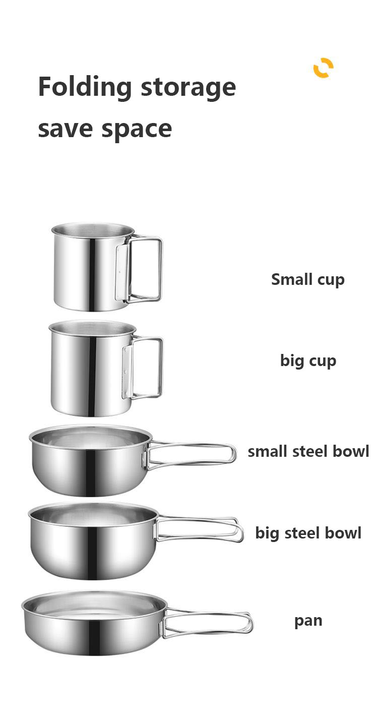 OEM Hiking Picnic Outdoor Cookware Set Stainless Steel Non Stick