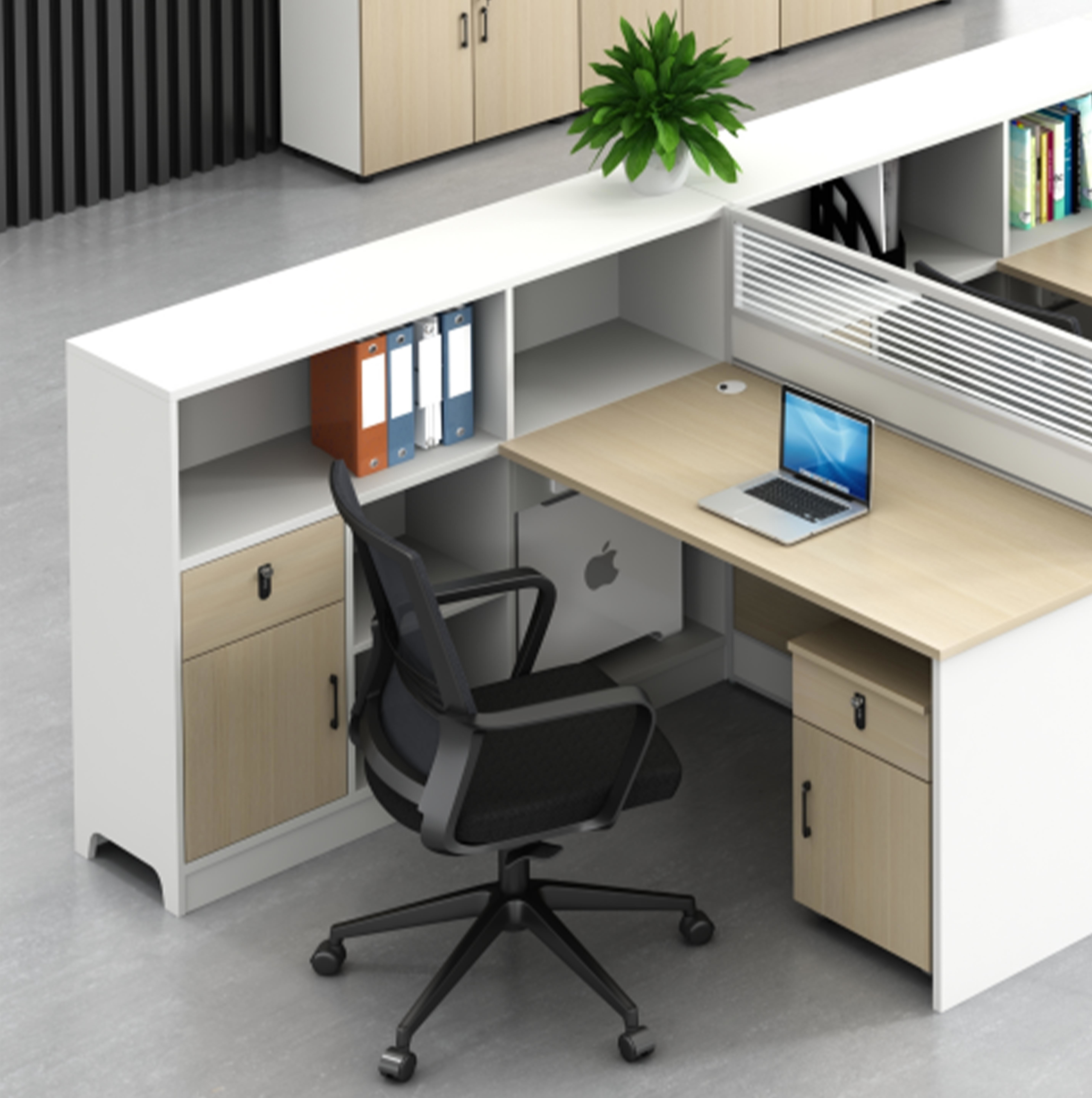 Modern Simple Staff Screen Office Desk And Chair Combination 3 People Wooden Modular Cubicle Office Workstation Desk