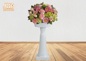 China Classic Glossy White Fiberglass Floor Vases With Pedestal For Wedding 2 Sizes factory