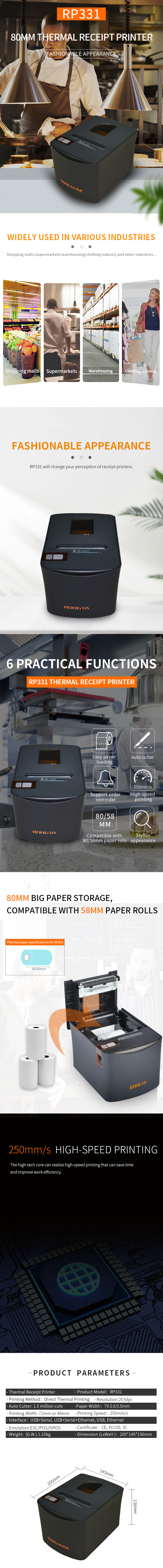 3 Inch RP331 Thermal Receipt Printer With NFC Function for Warehouse Print