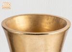 Trumpet Gold Leaf Fiberglass Planters With Frosted White Base Pot Planters