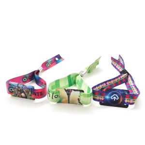 China Cloth Rope Disposable Rfid Wristbands Woven Fabric One Time Use Function factory