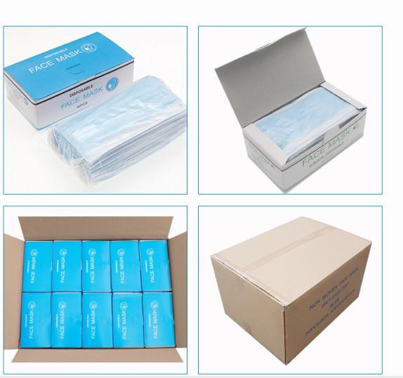 Blue Disposable Medical Face Masks , Procedure 3 Ply Earloop Disposable Hospital