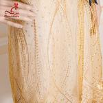 Evening Dresses flower gold embroidered beaded fabric