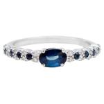 Trendy S925 Sterling Silver Natural Jewelry Sapphire CZ Ring Simple Design For