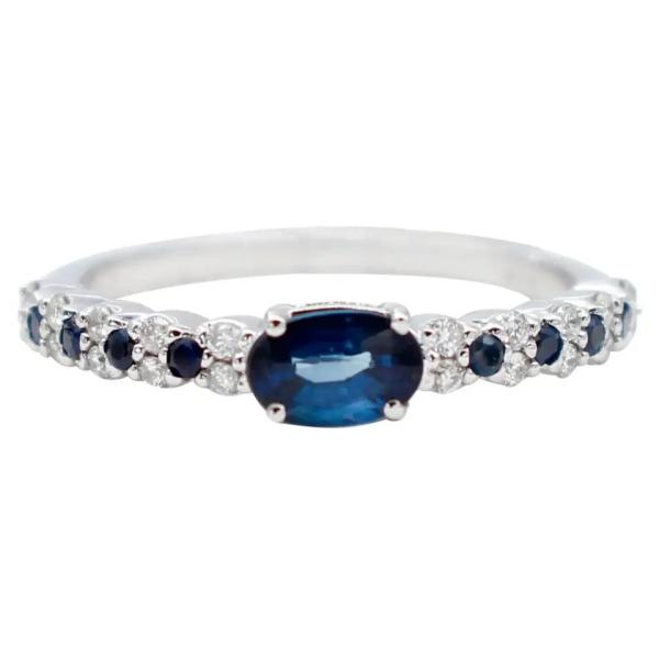 Trendy S925 Sterling Silver Natural Jewelry Sapphire CZ Ring Simple Design For