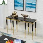 Modern Luxury Hotel Furniture Gold Stainless Steel Marble Decorative Console