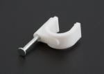 White Plastic Circle Cable Wire Clips / Screw In Cable Clips With Steel Nail
