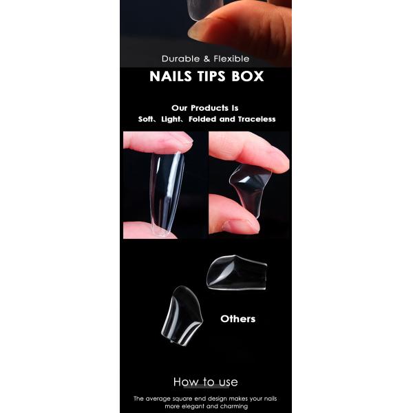 Customized Logo Label Pre Buff Nail Tips 12 Size Fliexable Soft Gel Stiletto Clear Matte Extension Tips Customized Accepted