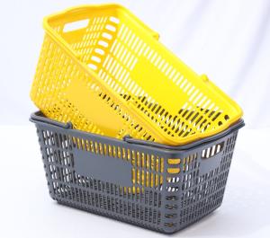 China Colourful Plastic Supermarket Shopping Basket Double Handles factory