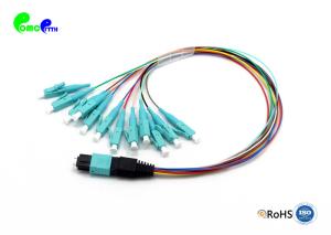 China OM3 12F MPO Trunk Cable 50 / 125μm MPO Male to LC UPC Fanout 0.9mm LSZH 0.3M Senko Low Insertion Loss factory