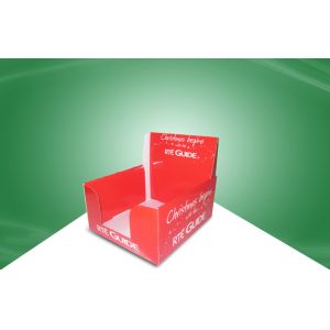 Red Christmas Gift Cardboard Countertop Displays Recyclable With CMKY Offset