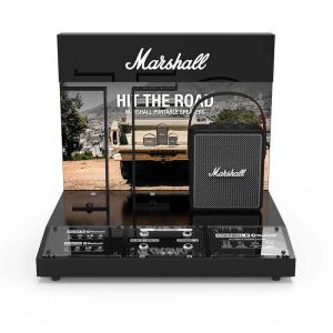 Acrylic Audio Speaker Display Stand Custom Functional With Metal Button