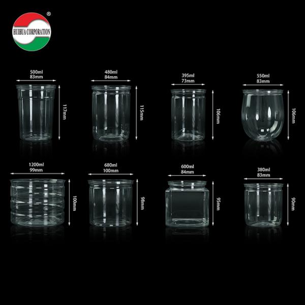 Cylinder Clear Empty Transparent Plastic Cans Square Food Grade PET Plastic Jar With Easy Open Lids PP Cap For Food Packaging
