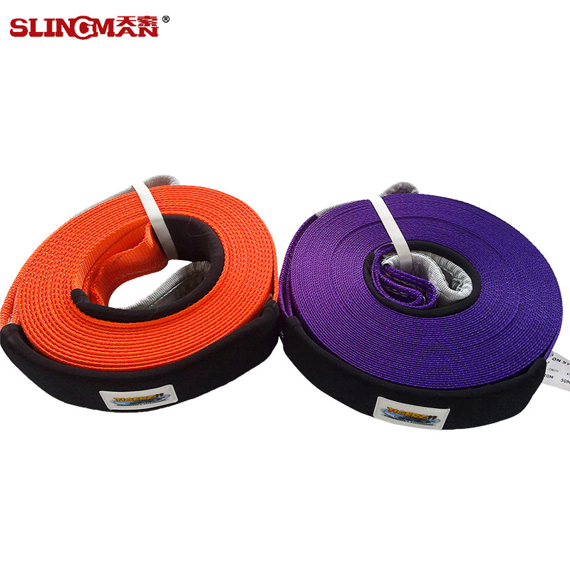 Truck Emergency Snatch Polyester Heavy Tow Strap Capacity 1T 20T